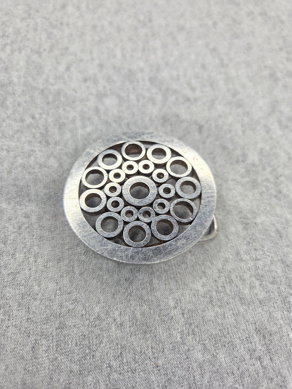 Vintage Handmade Pipefitter Machinist Belt Buckle Steel Concentric Circles